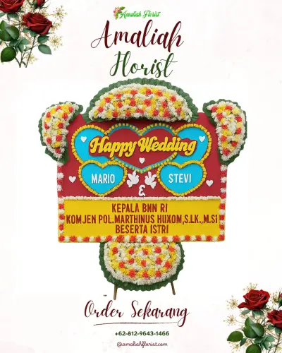 Karangan Papan Bunga Pernikahan di Rende